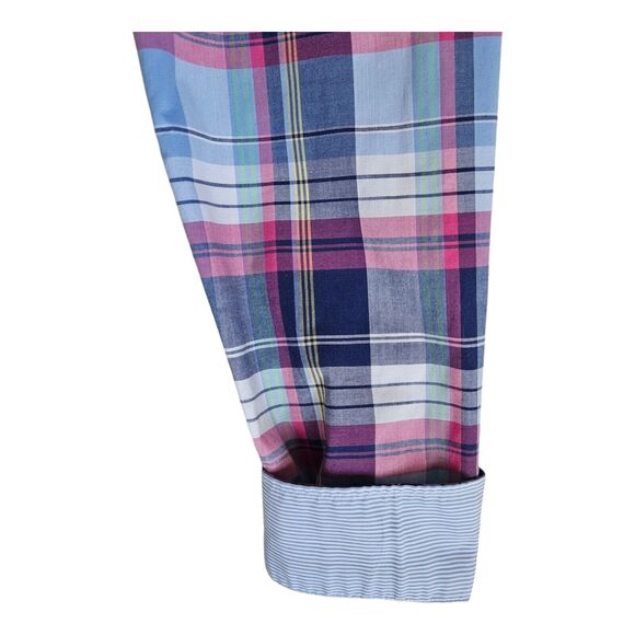 CHAPS by Ralph Lauren Women XL Plaid Striped Contrast Cuff Button Up No Iron 44" - Picture 5 of 8